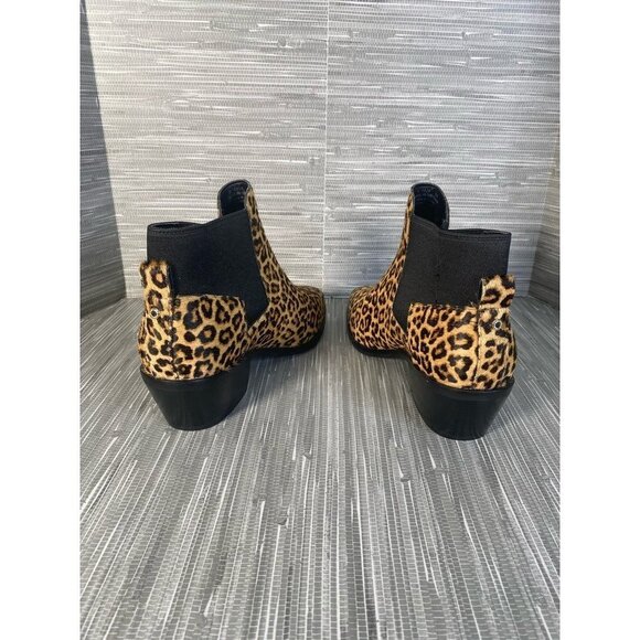 Cole Haan Womens Gia Chelsea Boots Brown Black Fur Lined Leopard Ankle 8 B New - Picture 6 of 9